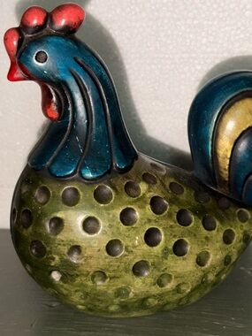 Ardco Ceramic Chicken Figurine Japan MCM Teal Green   5.5”